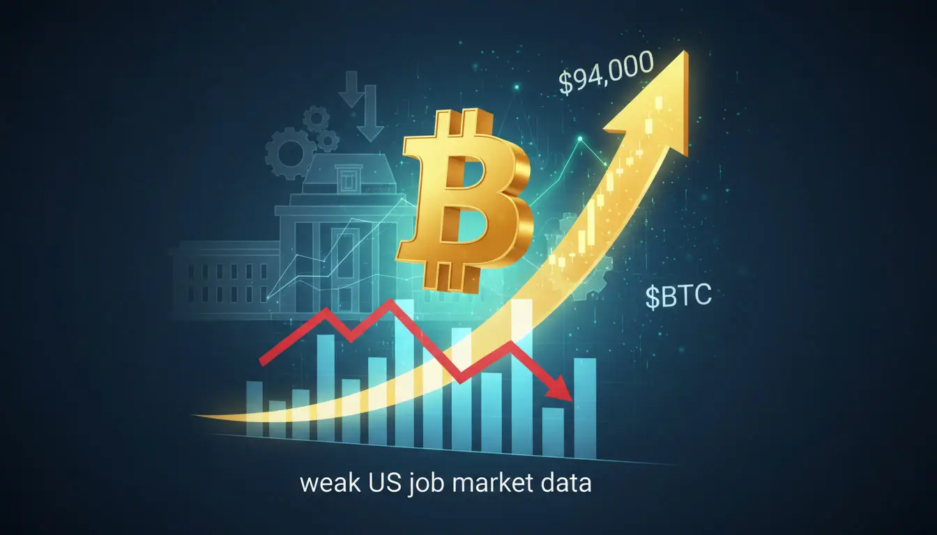 Słaby raport o zatrudnieniu winduje Bitcoina w górę! BTC blisko 94 000 USD!